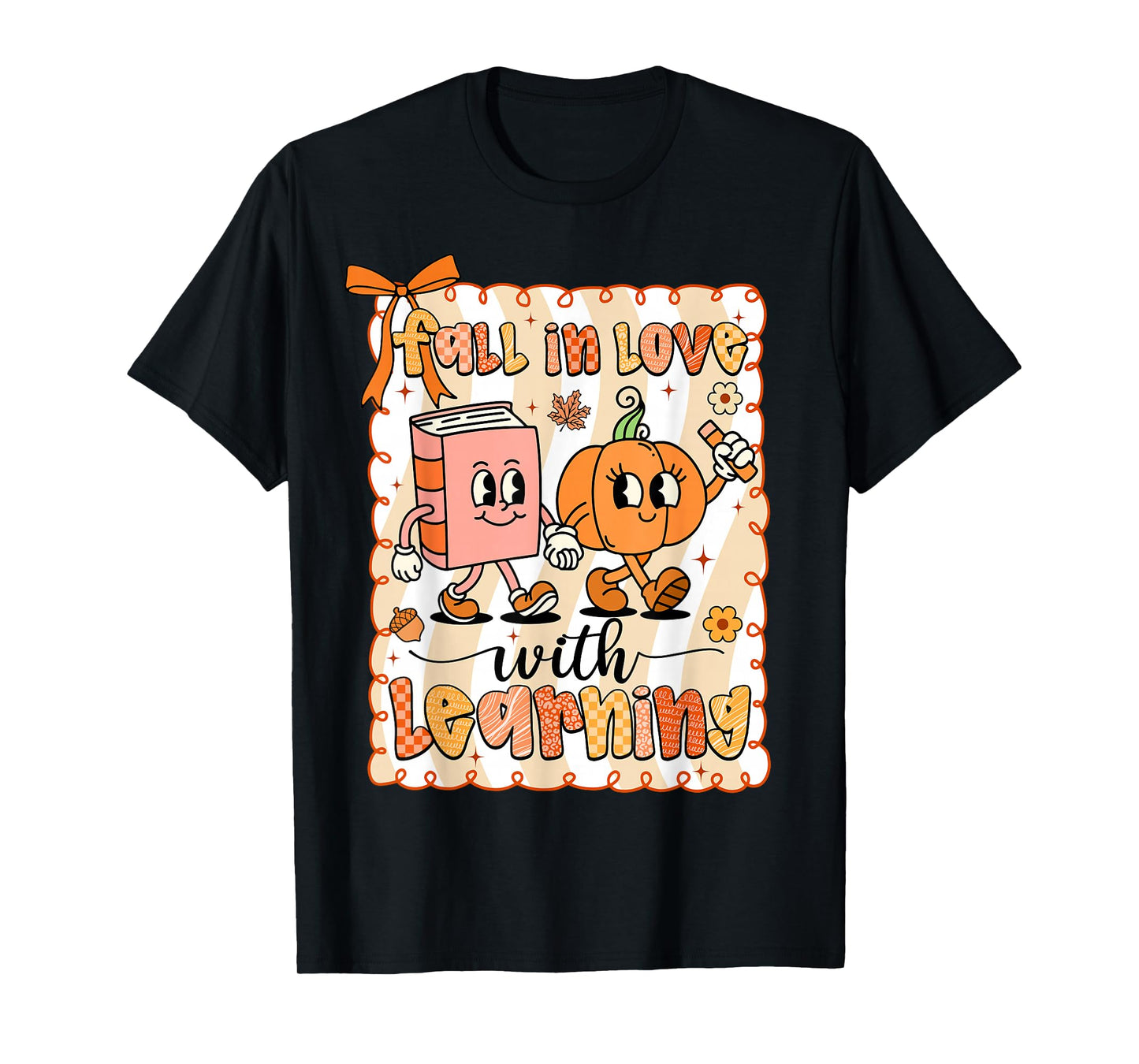Pumpkin Teacher Preppy Fall In Love With Learning Autumn T-Shirt