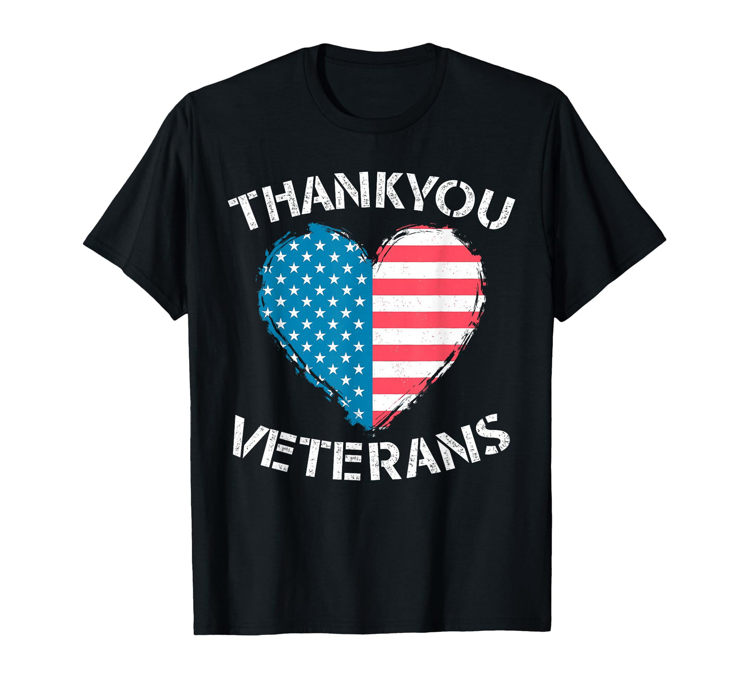 Thank You Veterans Heart American Flag Patriotic Men Women T-Shirt