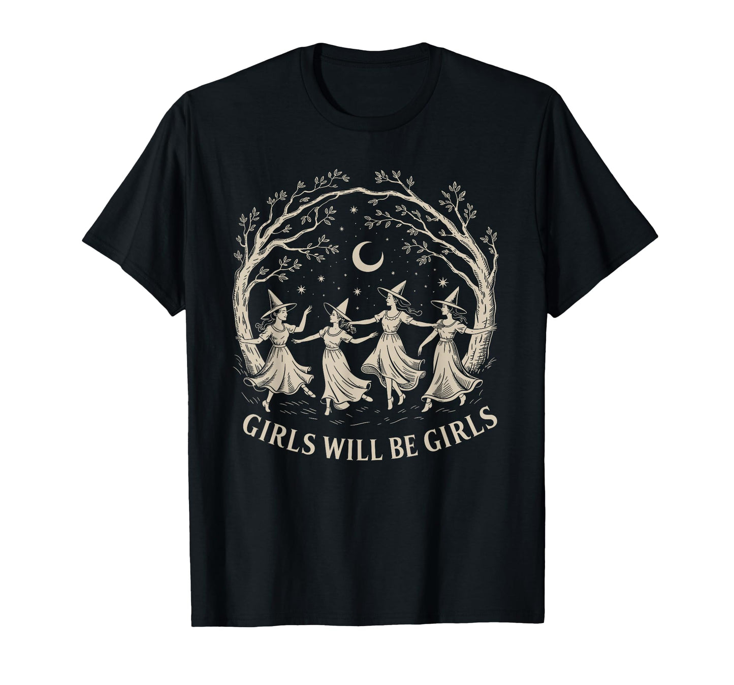 Girl Will Be Girls Witchy Vibes Vintage Halloween T-Shirt