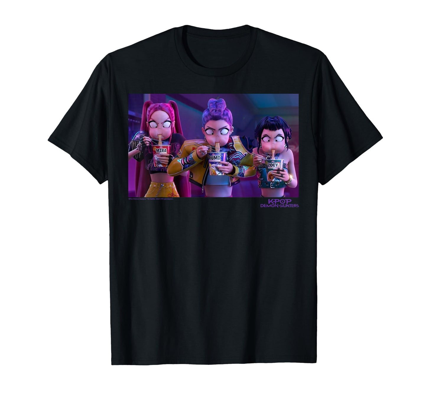 Kpop Demon Hunters Halloween Mira Rumi & Zoey Eating Ramyeon T-Shirt