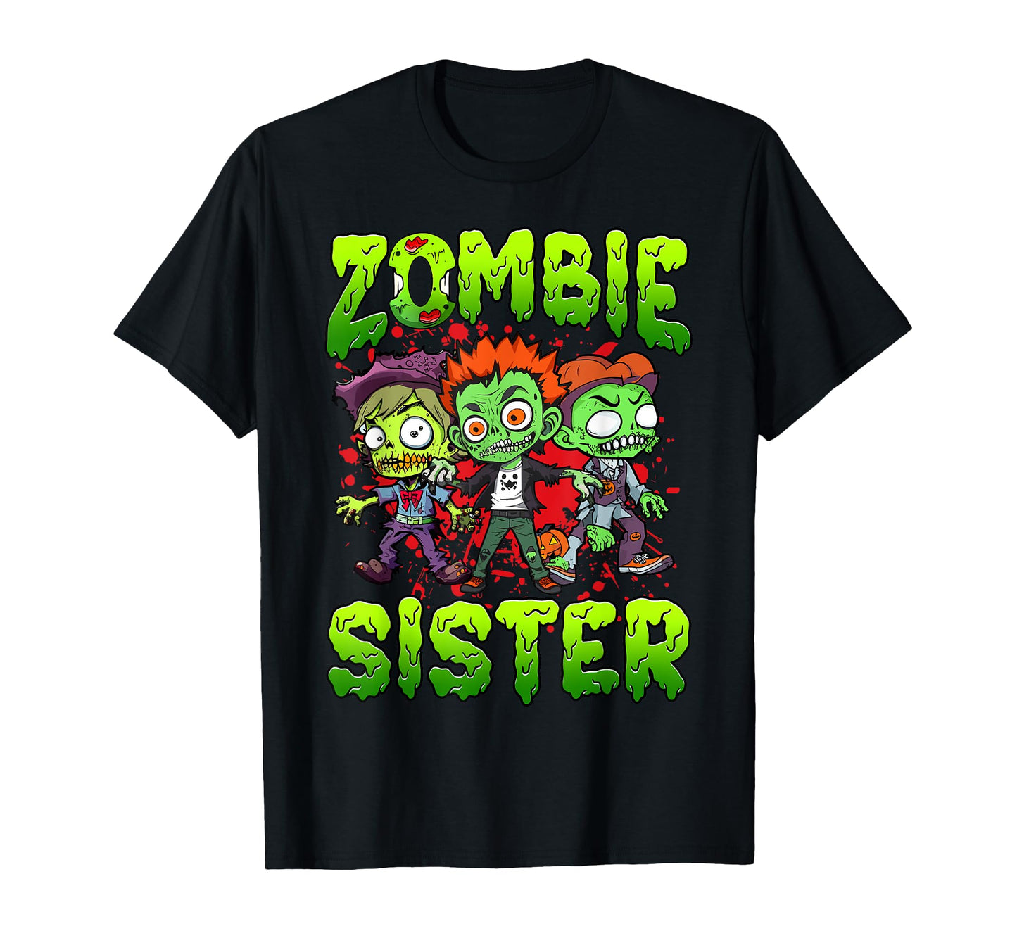 Zombie Sister Halloween Costume Family Matching T-Shirt