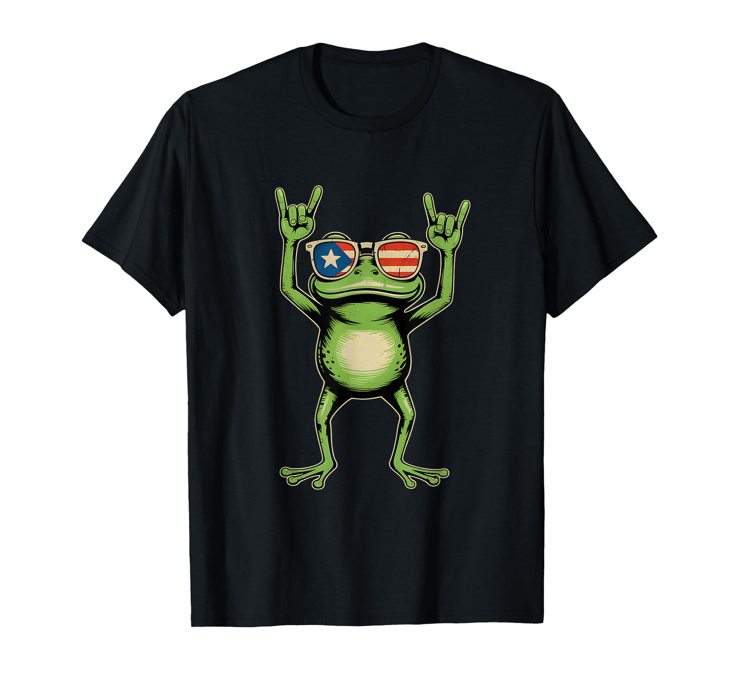 Retro Coquí Frog Puerto Rican Flag Rock Sign Puerto Rico T-Shirt