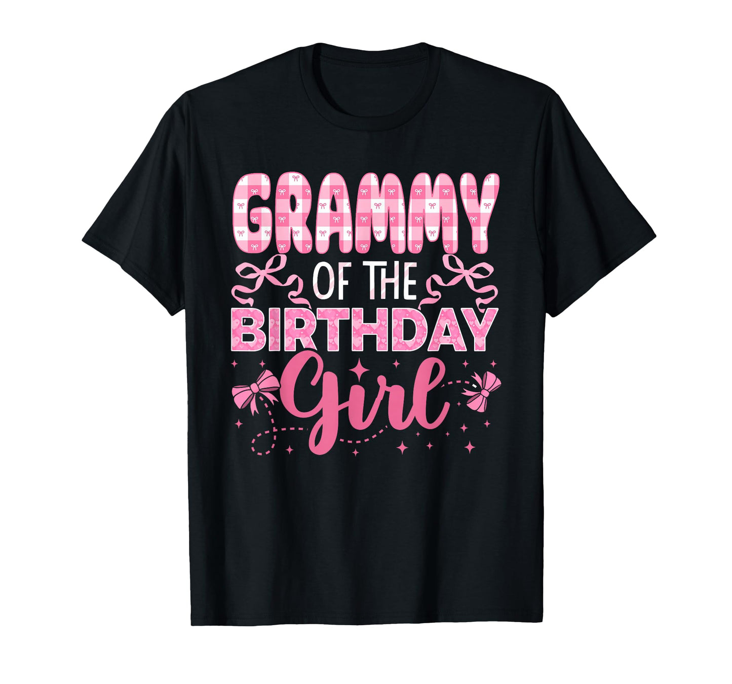 Grammy of The Birthday Girl Family Pink Coquette Bow T-Shirt