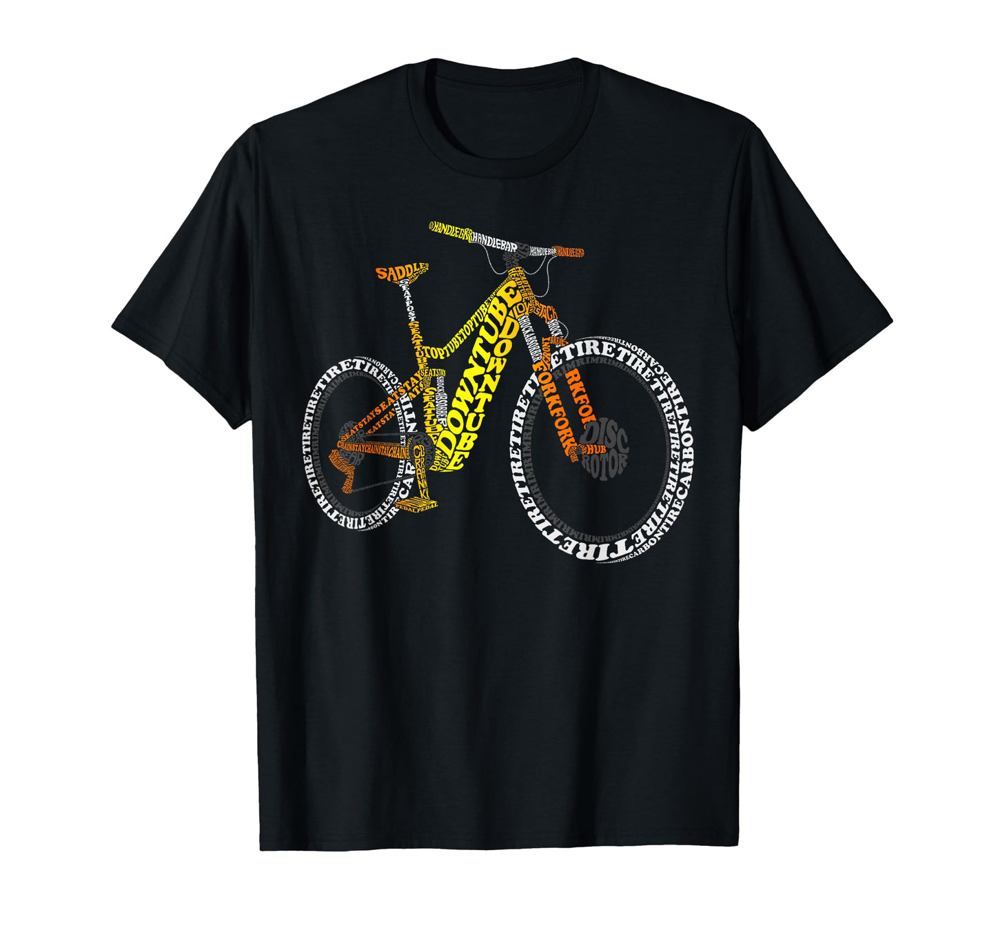 Bicycle Anatomy Mountain Bike MTB Parts Funny Biker Rider T-Shirt