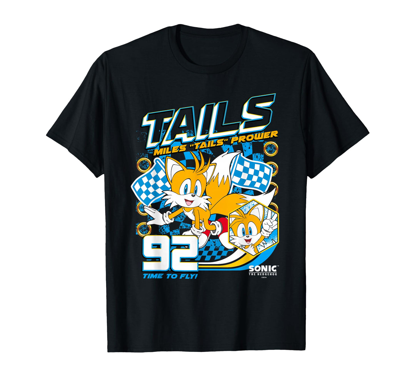 Sonic The Hedgehog Miles 'Tails' Prower 92 Racing Poster T-Shirt