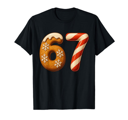 67 Six Seven 6-7 Gingerbread Candy Cane Christmas Kids Meme T-Shirt