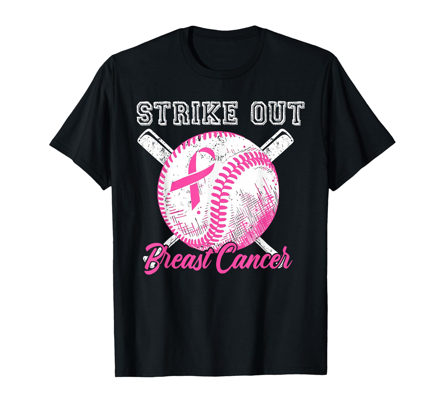 Baseball Strike Out Breast Cancer Awareness Pink Warrior T-Shirt