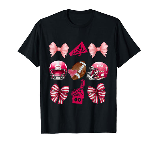Alabama Coquette Bow Cheer Football Mom Women Girls Boy Kids T-Shirt