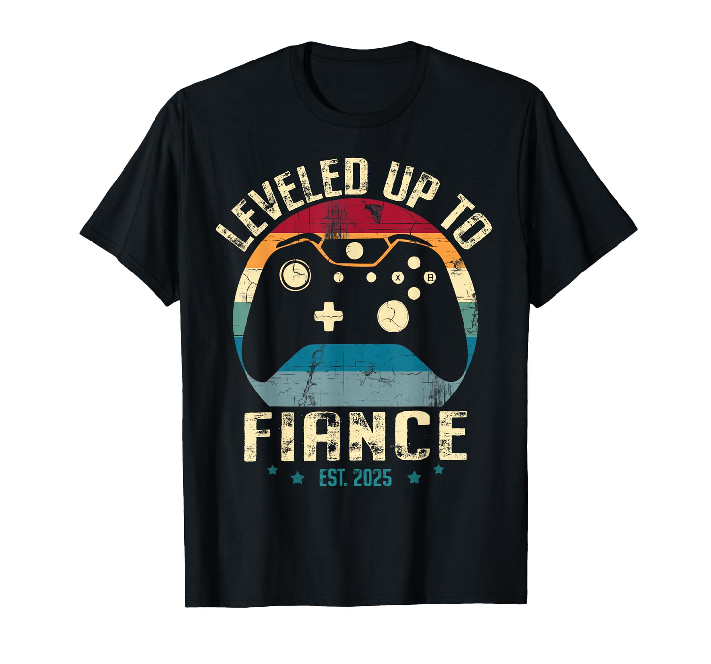 Just Engaged Tee For Men Leveled Up To Fiance 2025 Unisex Couple Engagement Party T-Shirt Black Small