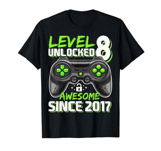8th Birthday Boy Level 8 Gamer 8 Year Video Game Party T-Shirt