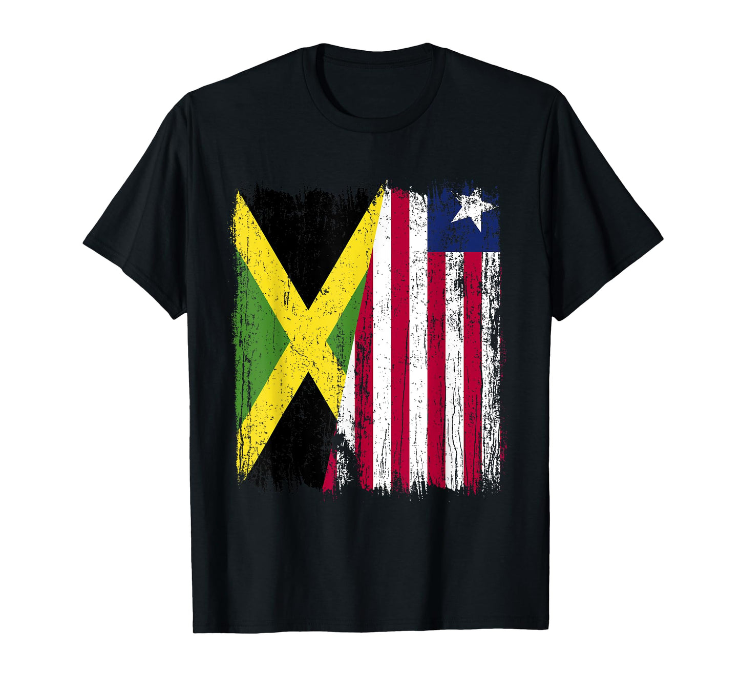 Jamaica Liberia Half Flag Jamaican Liberian Jersey T-Shirt