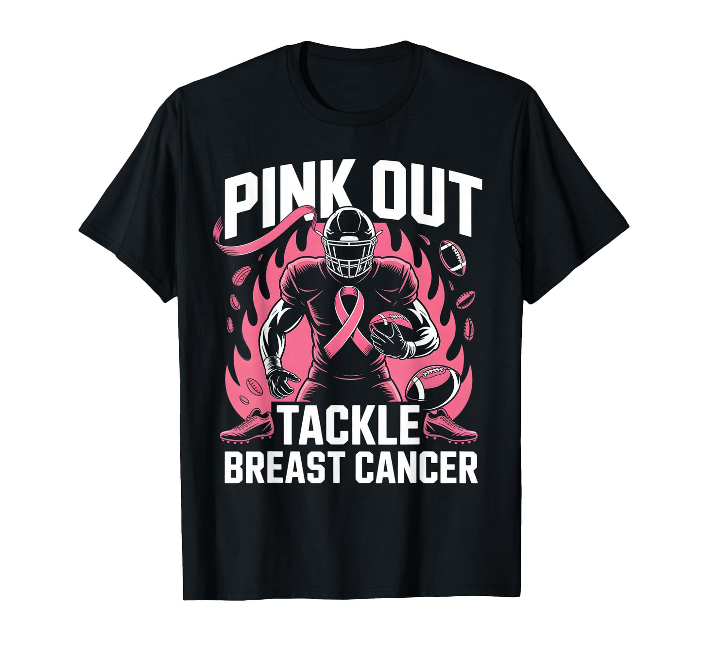 Pink Out Tackle Breast Cancer Team Support American Football T-Shirt