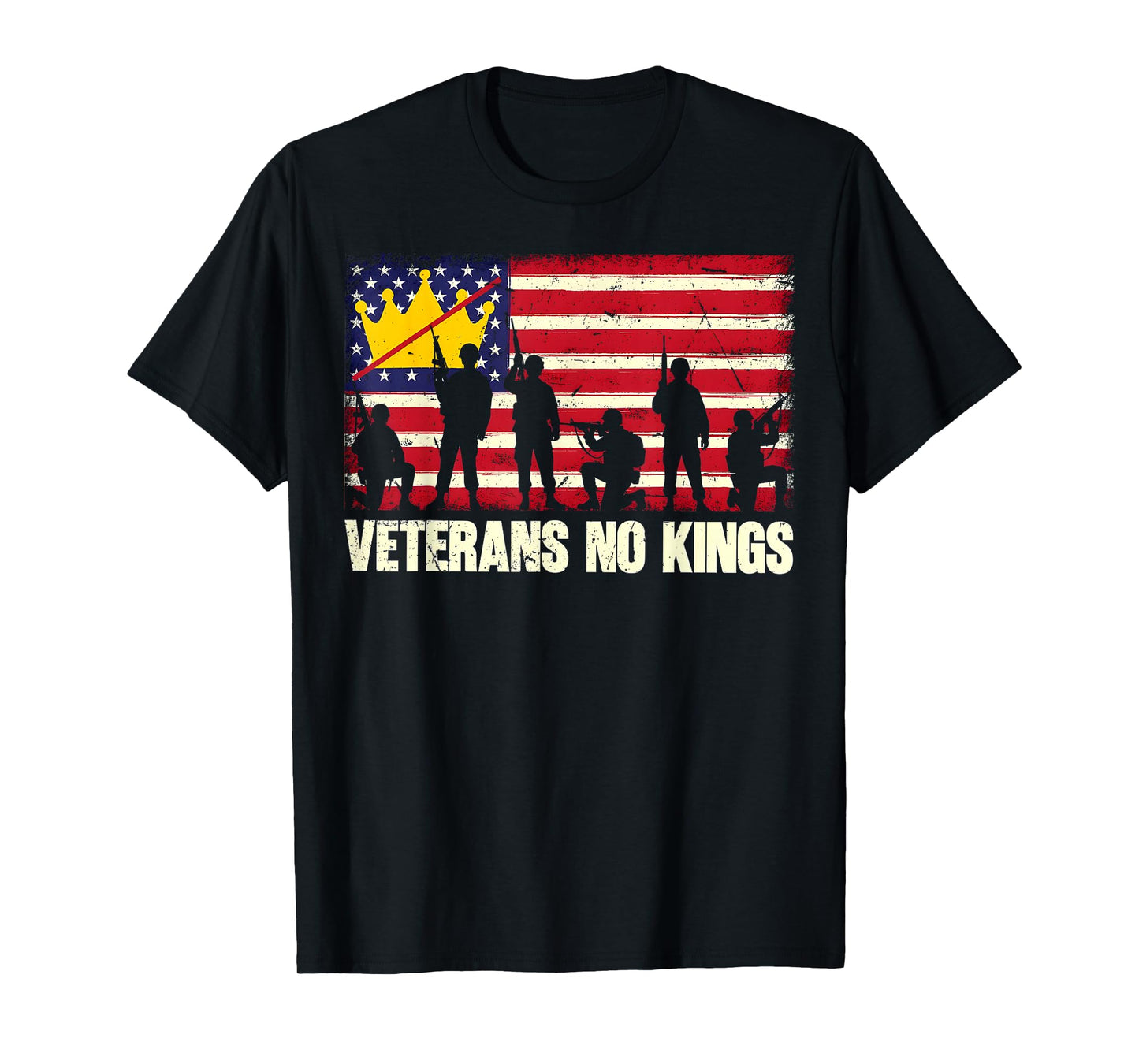 Veterans No Kings Shirt Vintage America Flag Veterans T-Shirt