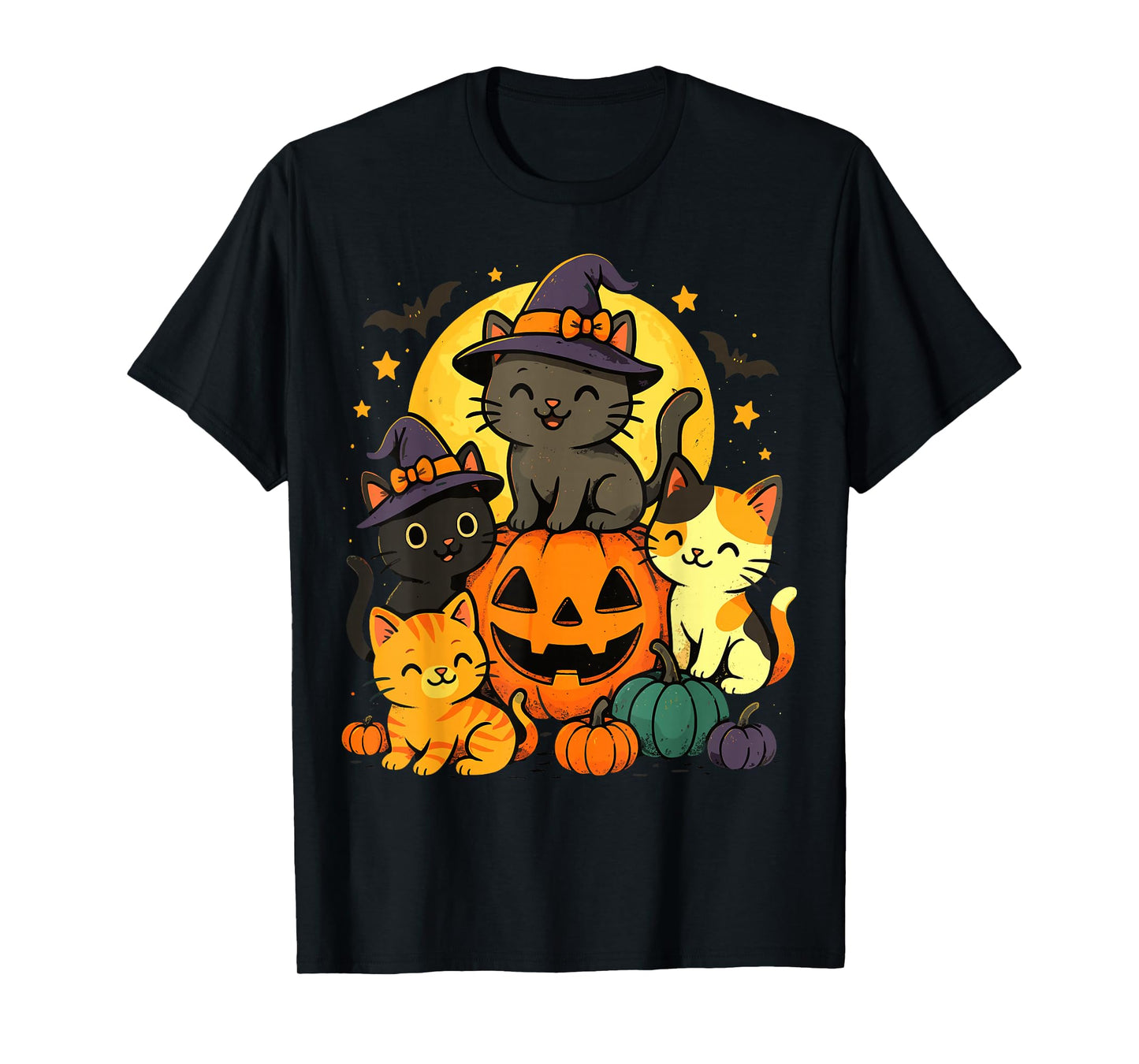 Halloween Kawaii Cats Pumpkin Funny Cat T-Shirt