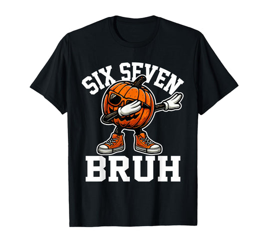 67 Halloween Funny Six Seven Meme Brainrot Pumpkin Kids Bruh T-Shirt