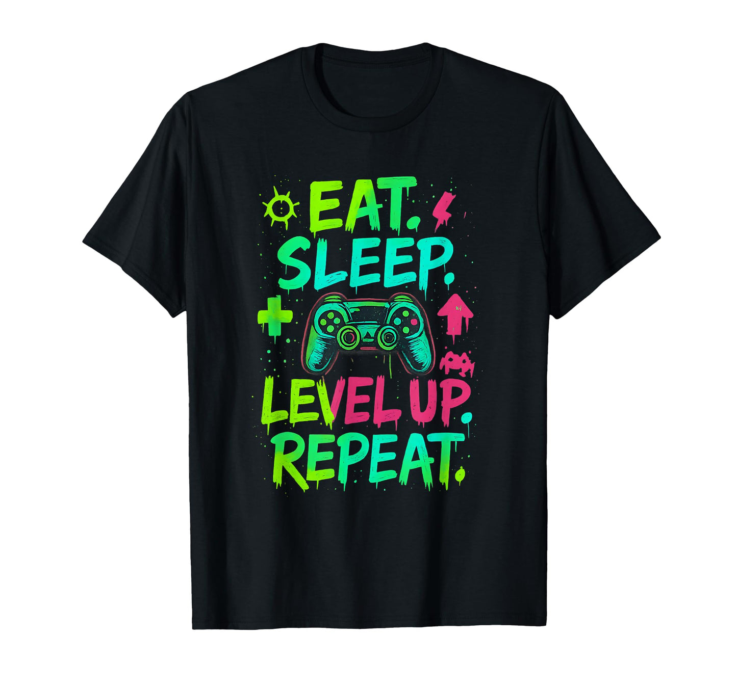 Eat Sleep Level Up Repeat Funny Boys Kids Adult Gamer T-Shirt