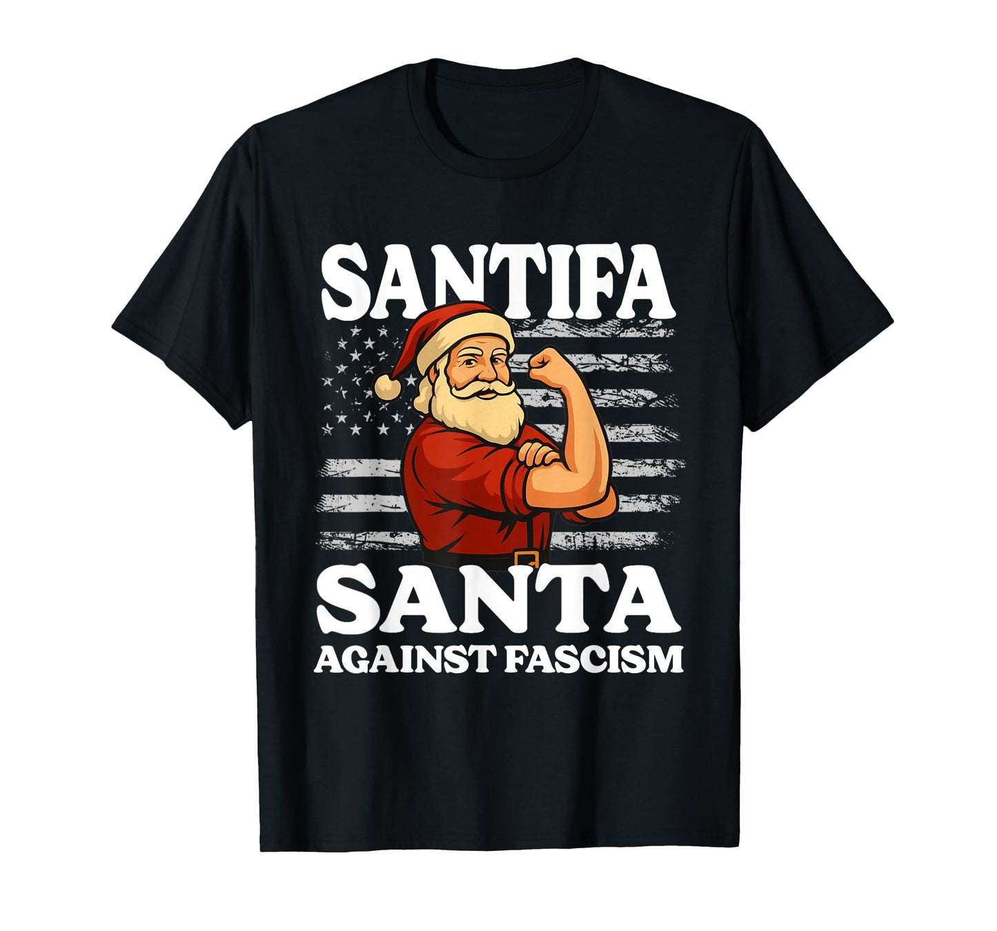 Funny Santifa Santa Against Fascism Flag Resist No Kings T-Shirt