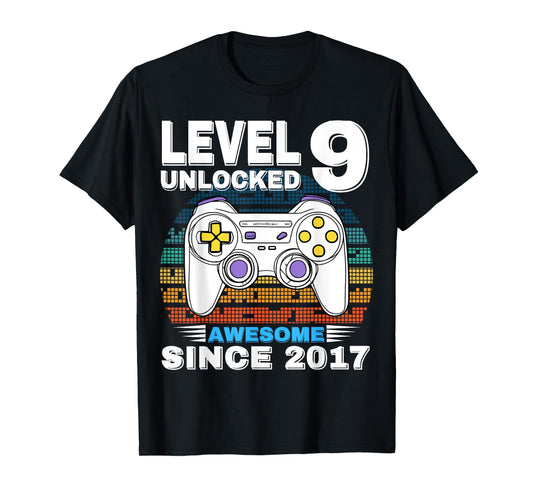 9 Year Old Bday Decorations Son Boy 9yr 2017 9th Birthday T-Shirt