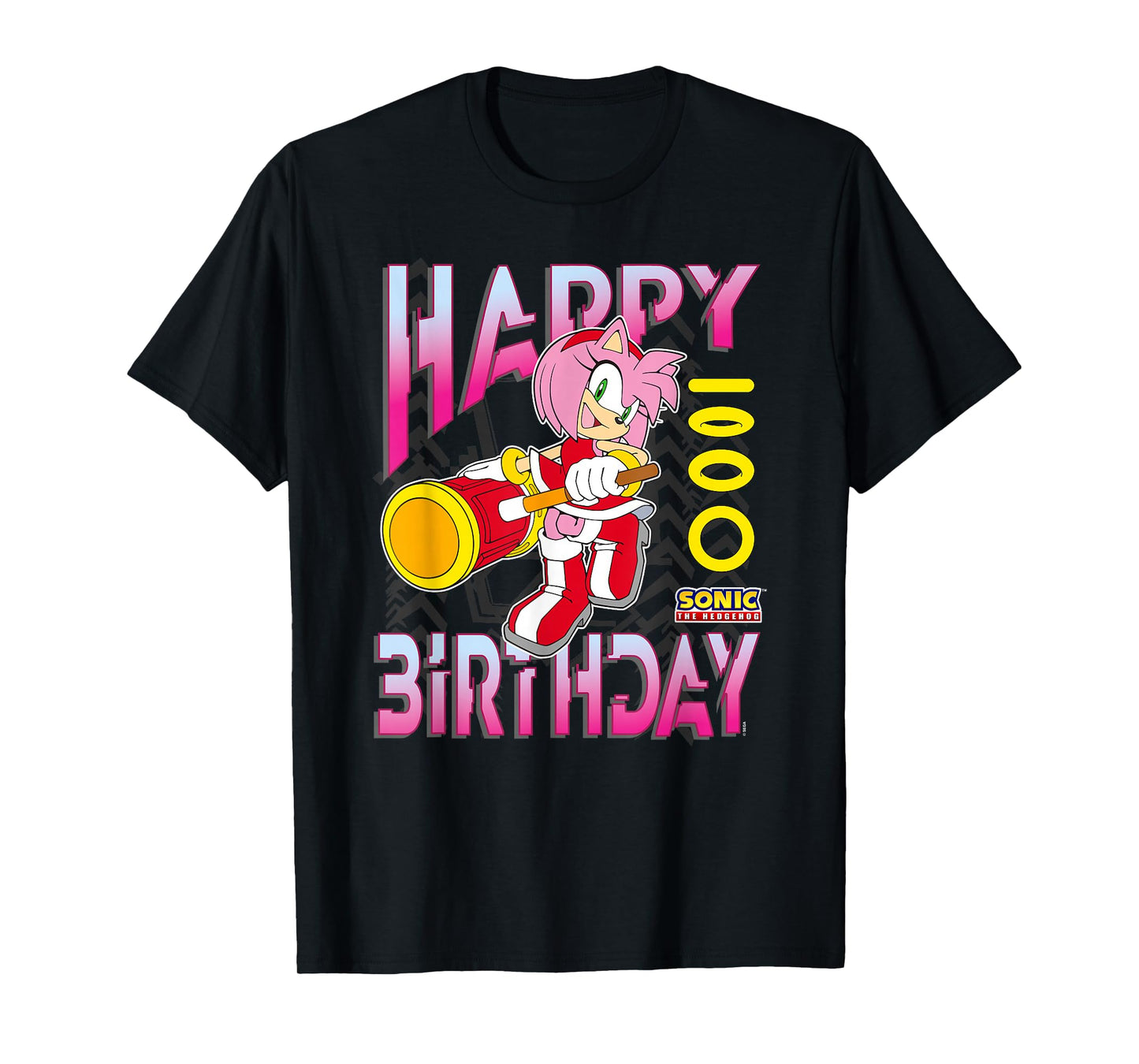 Sonic The Hedgehog Happy Birthday Amy Grid Chest Poster T-Shirt