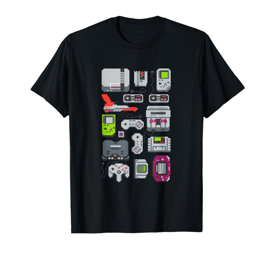 8 Bit Vintage Gaming Consoles T-Shirt
