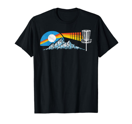 Disc Golf Distressed Mountains & Sun 80s Vintage T-Shirt