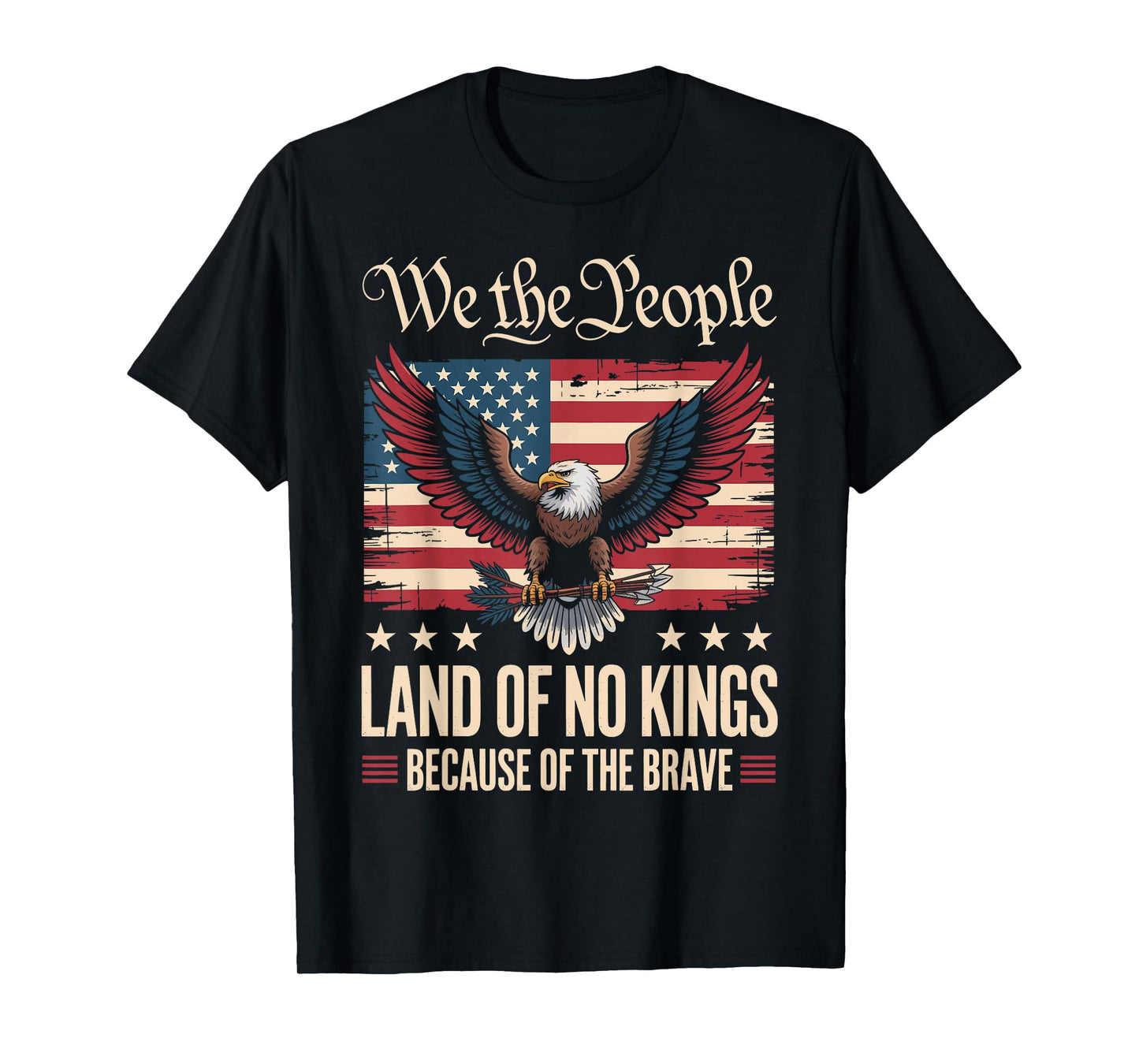 Land of No Kings Patriotic Eagle Vintage Flag No Kings Day T-Shirt