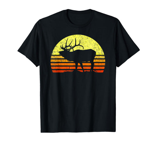 American Elk Hunter Dad Vintage Retro Sun Bow Hunting Gift T-Shirt