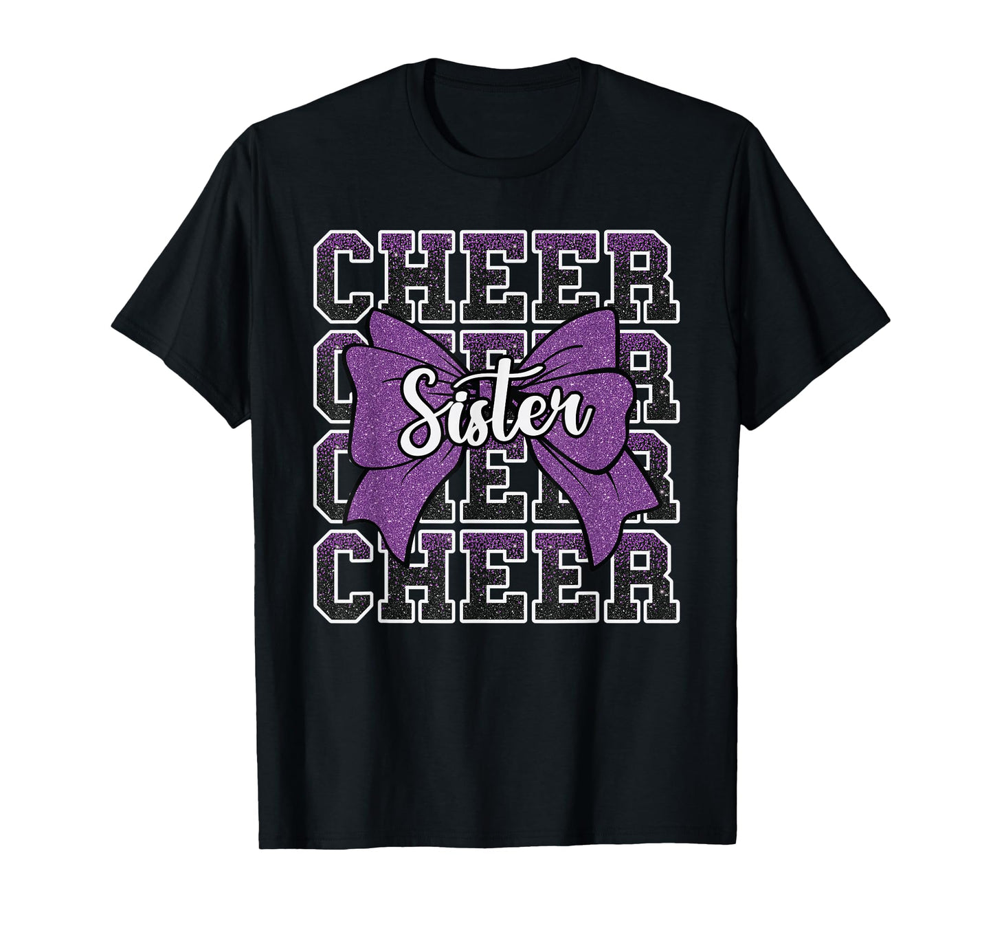 Cheer Sister Bow Sport Cheerleader Cheerleading Purple T-Shirt