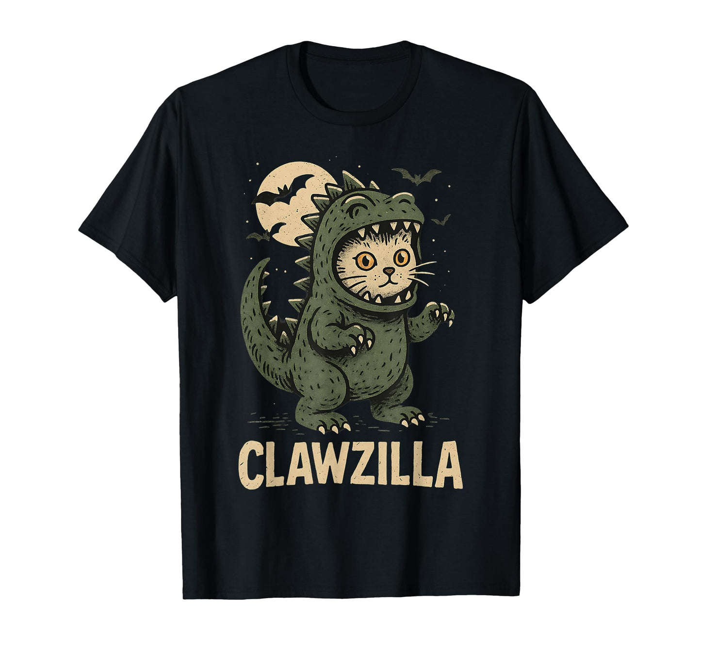 Clawzilla Cute Cat Monster Halloween Pun Funny Graphic T-Shirt