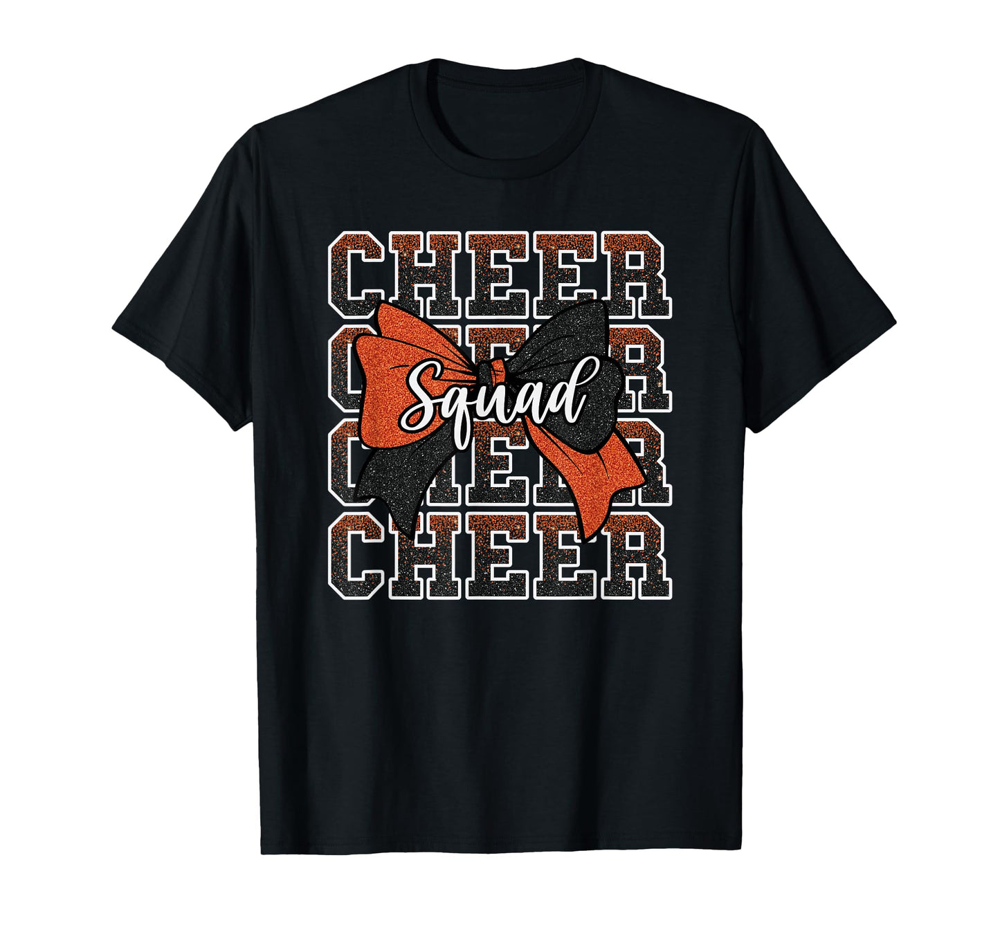 Orange Black Bow Cheer Squad Sport Cheerleader Cheerleading T-Shirt