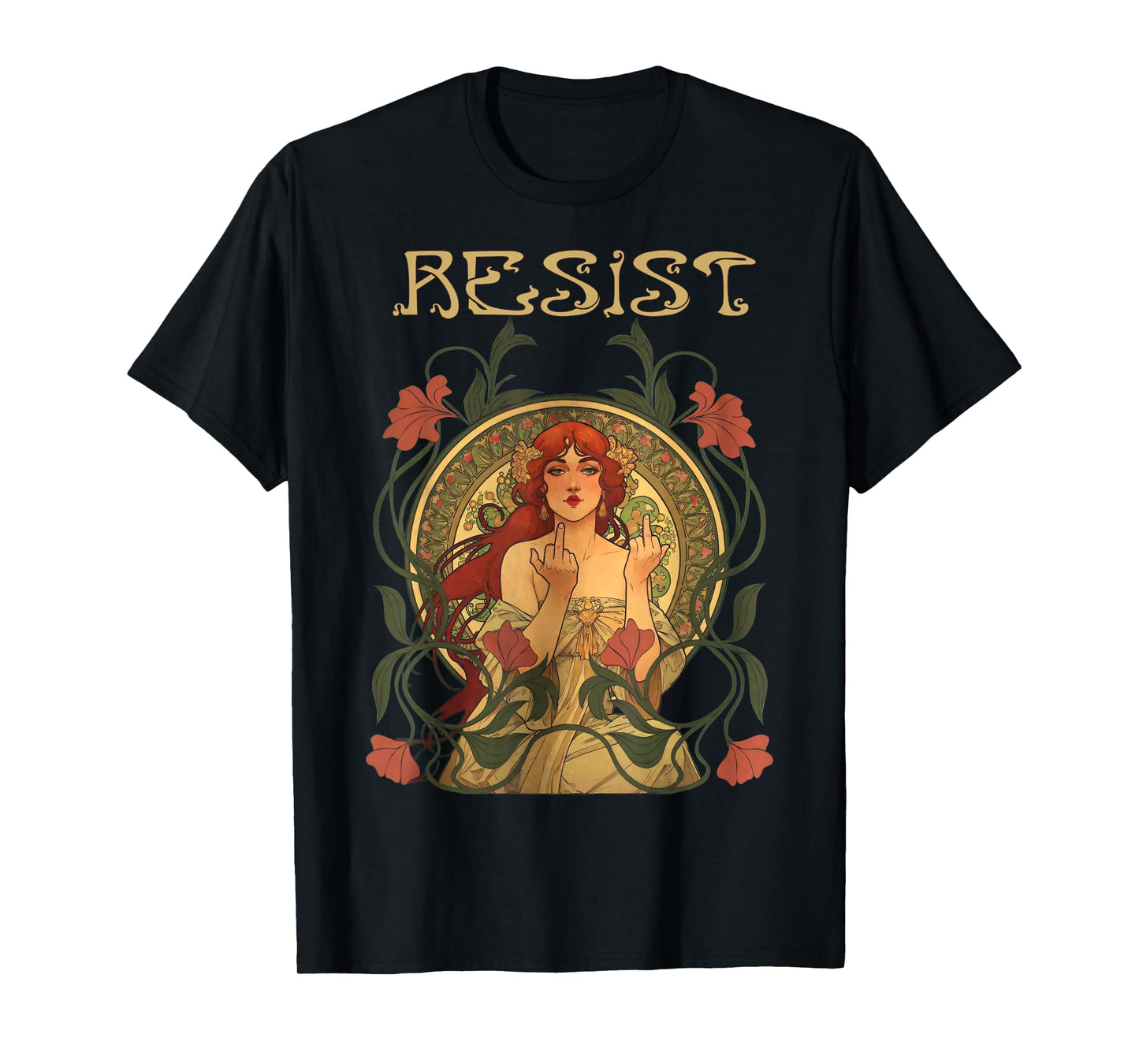 Resist Art Nouveau Mucha Anti-Trump Women Feminist Resist T-Shirt