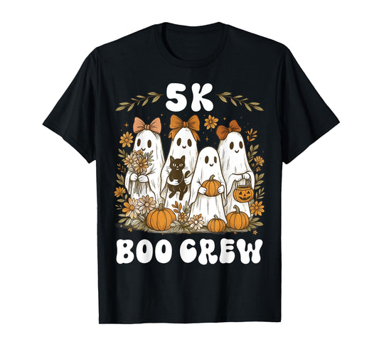 5K Boo Crew Halloween Teacher K5 Floral Ghost Trick or Teach T-Shirt
