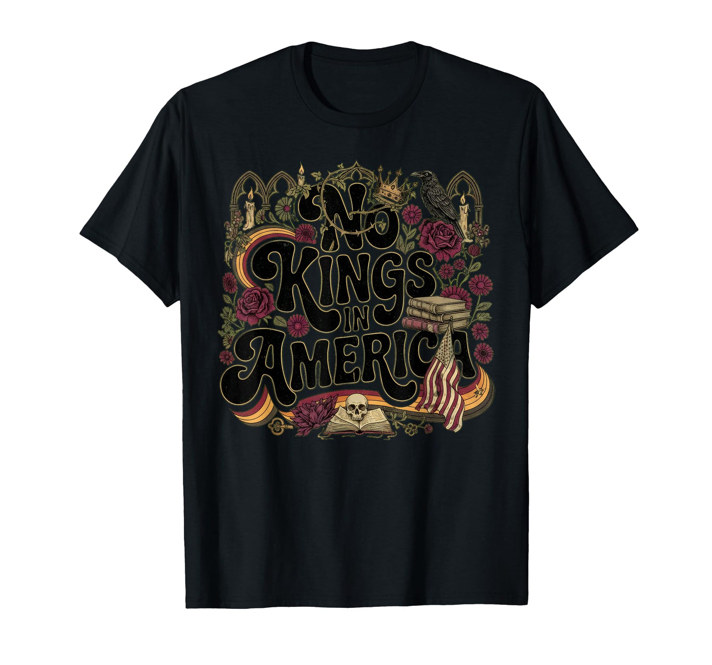 Vintage No Kings in America Men Women Liberty Pride Artwork T-Shirt