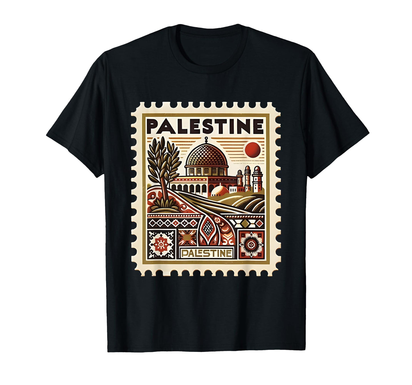 Vintage Palestine Stamp Dome Cultural Heritage Art T-Shirt