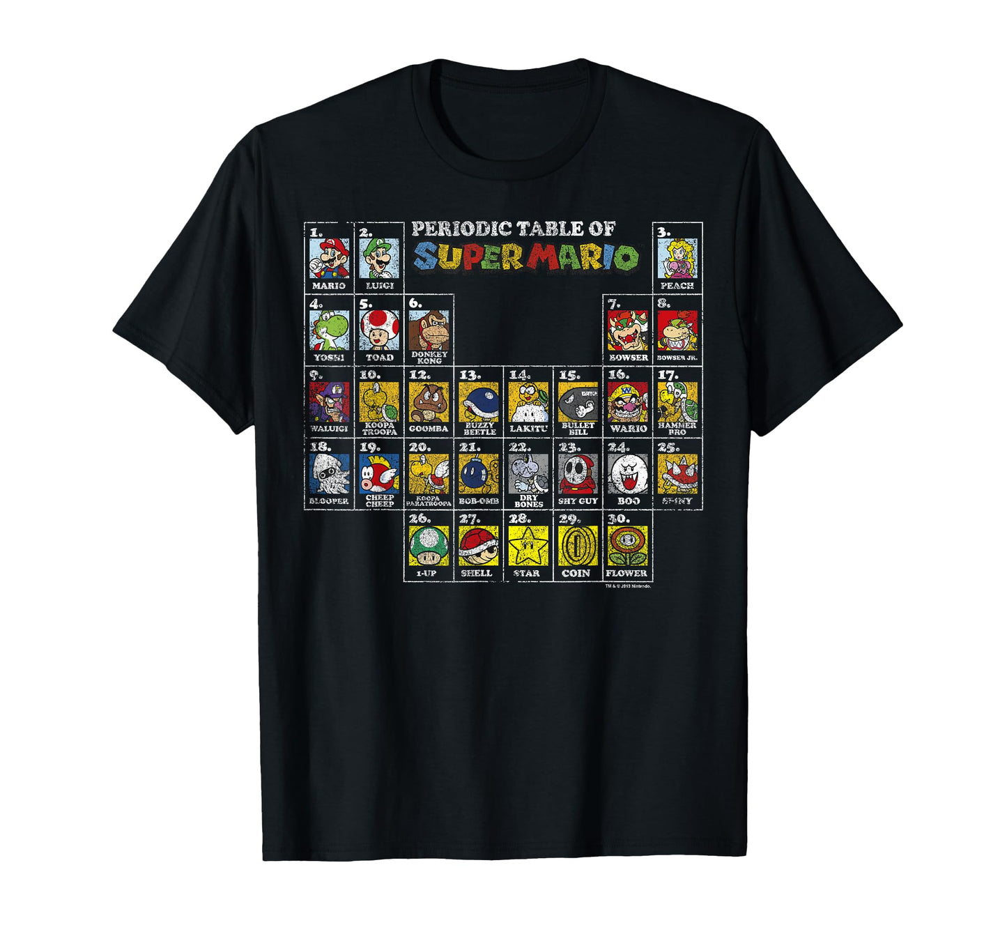 Nintendo Super Mario Periodic Table Graphic T-Shirt T-Shirt