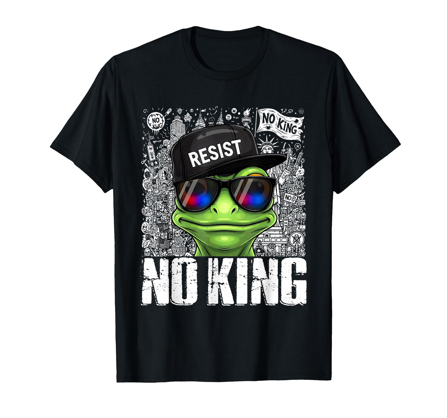 Vintage Cool Frog Resist No King Graphic Retro Streetwear T-Shirt