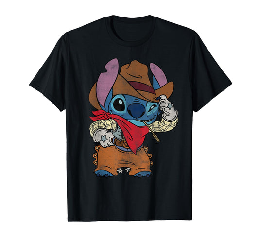 Disney Stitch Cowboy Costume Western Vintage Look T-Shirt