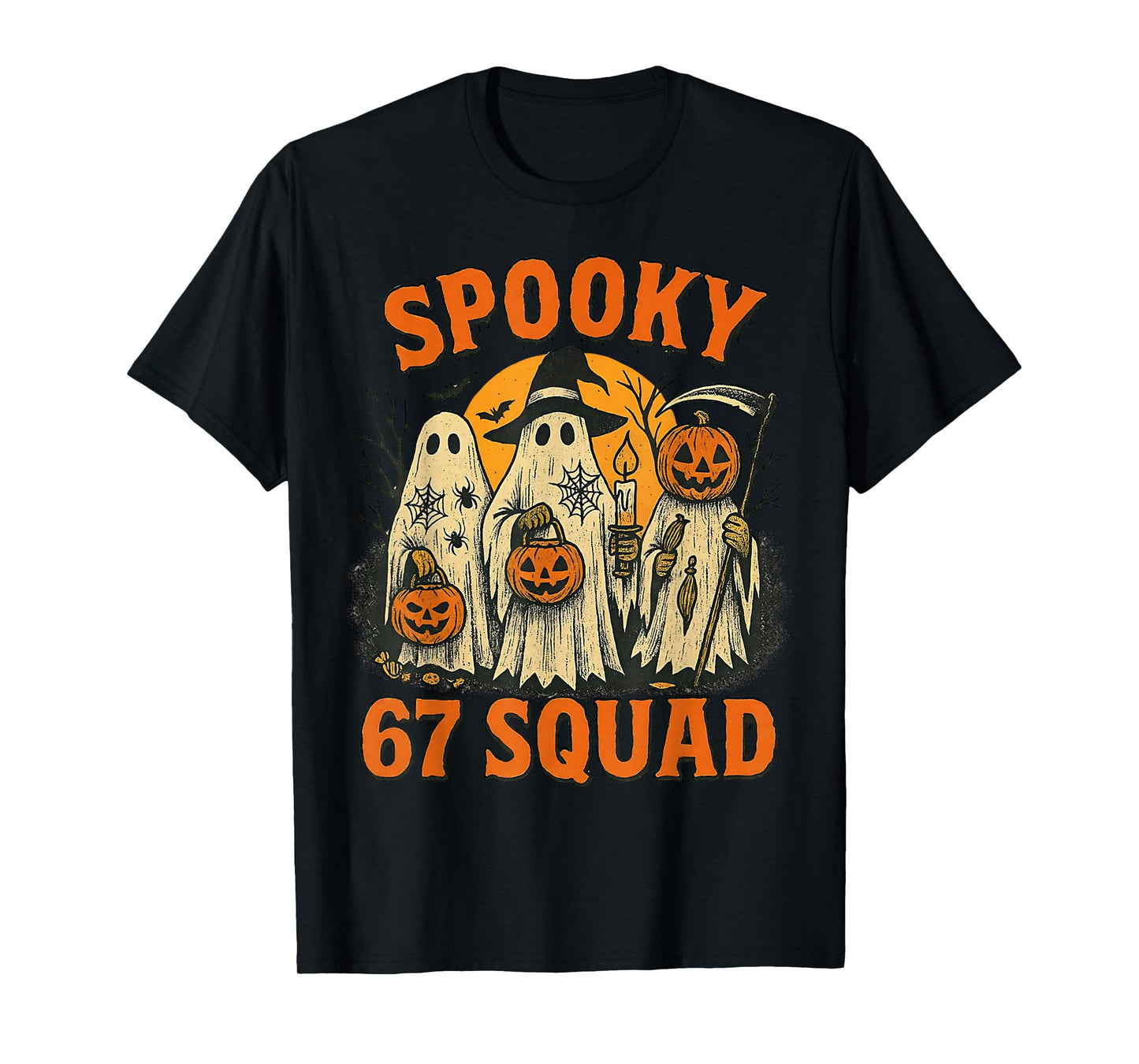 Spooky 67 Squad Funny Halloween Ghost 6 7 Six Seven Boy Kids T-Shirt
