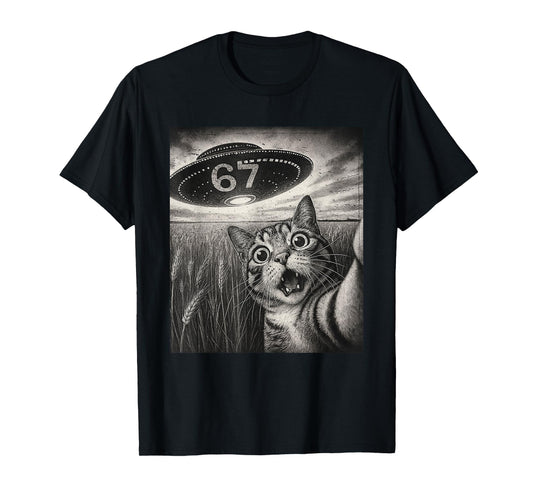 67 Meme Cat Selfie UFO T-Shirt