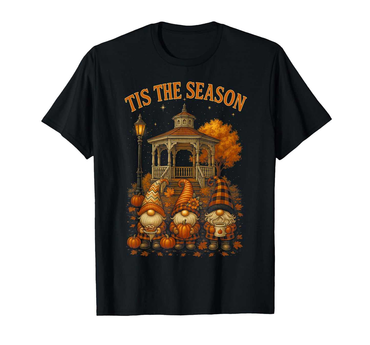 HUGvyn Fall Tis The Season Gnome Pumpkin Autumn Thanksgiving T-Shirt