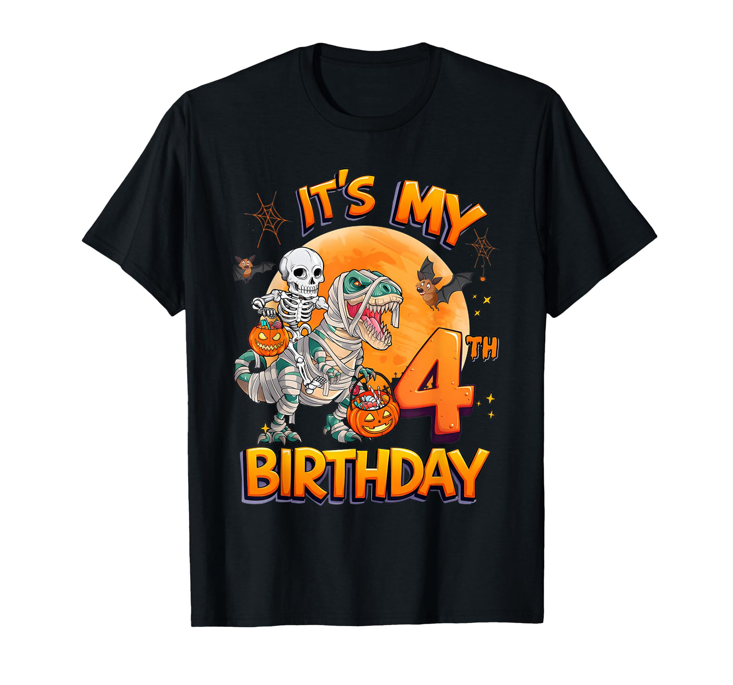 Its My 4Th Birthday Dinosaur Skeleton Mummy Halloween T-Shirt