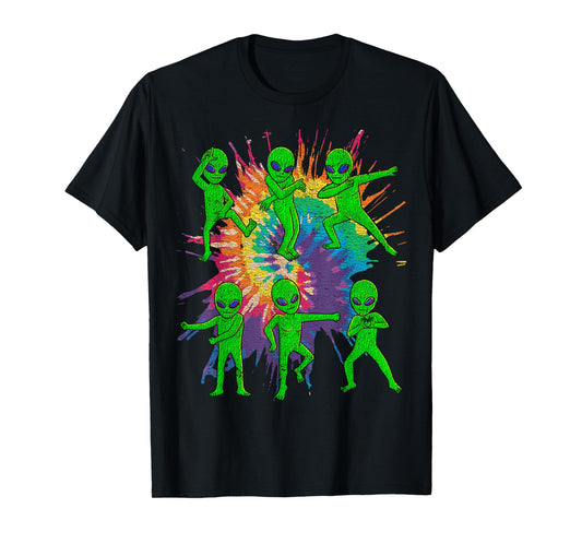 Dancing Alien Halloween Aliens Tie Dye Dance Kids Boys Girls T-Shirt