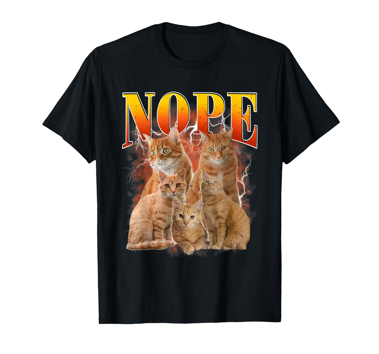 Funny Nope Cat Shirt Vintage Bootleg Pet Lover Men Women T-Shirt