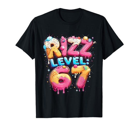 67 Ice Cream Drip Cool Meme Six Seven Gen Alpha Slang T-Shirt