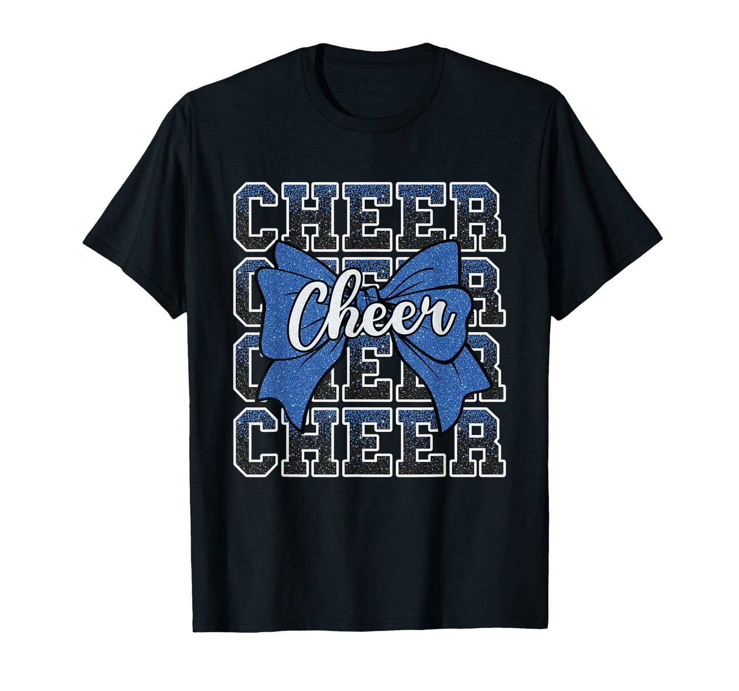 Coquette Cheer Bow Sport Cheerleader Cheerleading Blue T-Shirt