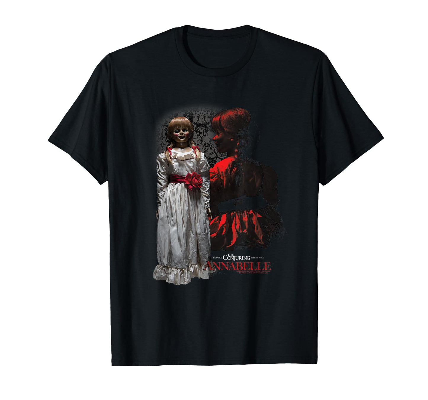 Annabelle Doll Portrait Collage Horror Movie T-Shirt