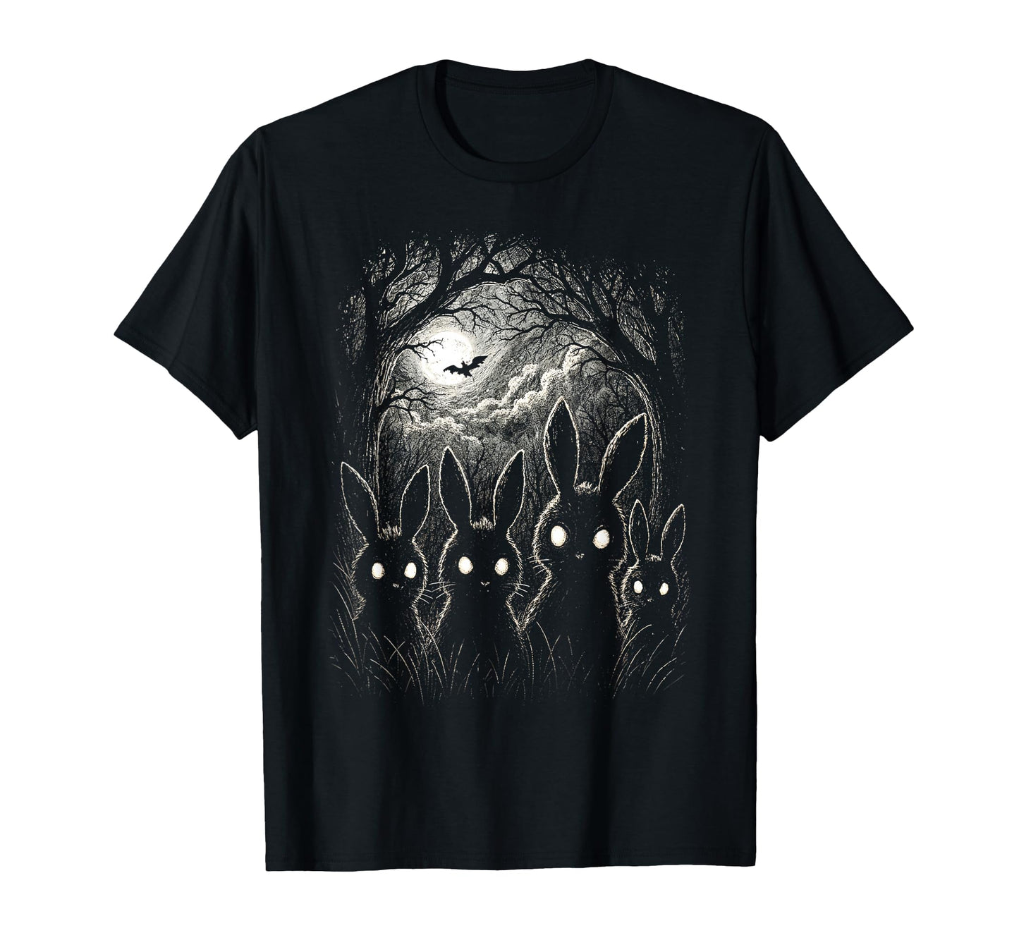 Scary Rabbit Eyes Forest Creepy Halloween Costume Bunny T-Shirt