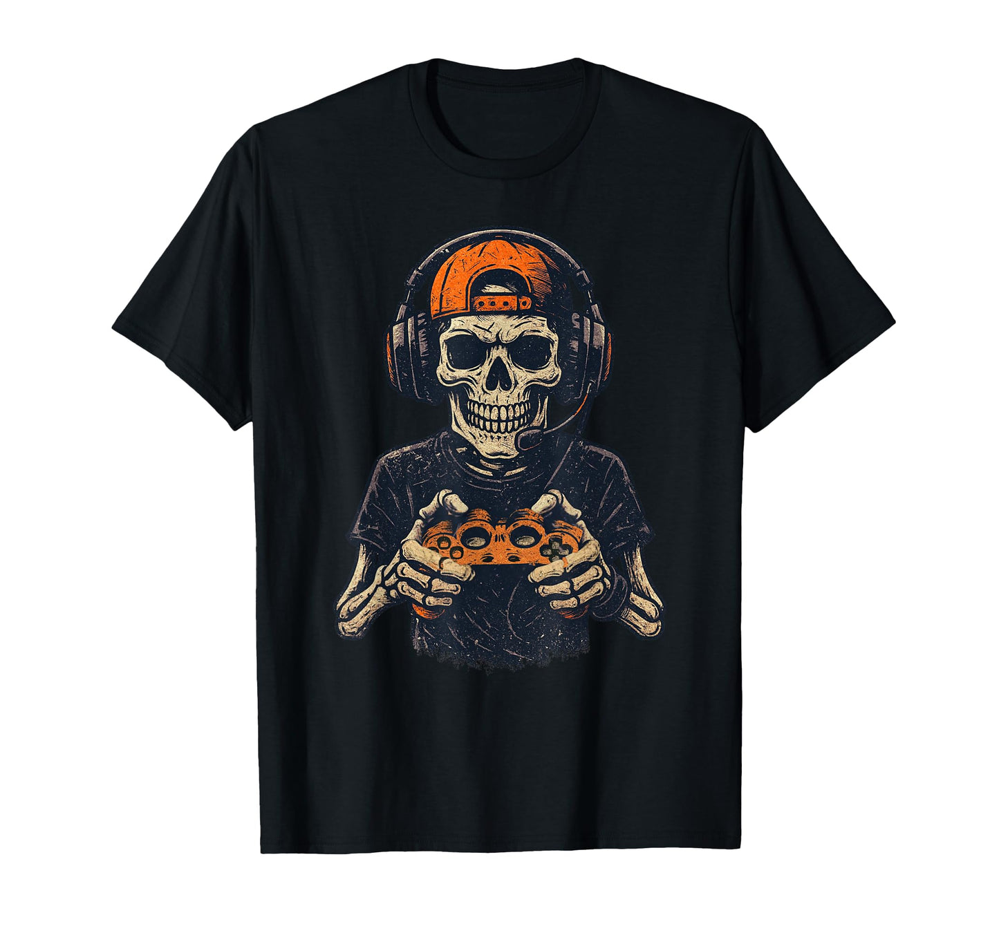 Vintage Halloween Skeleton Gamer Funny Spooky Costume T-Shirt