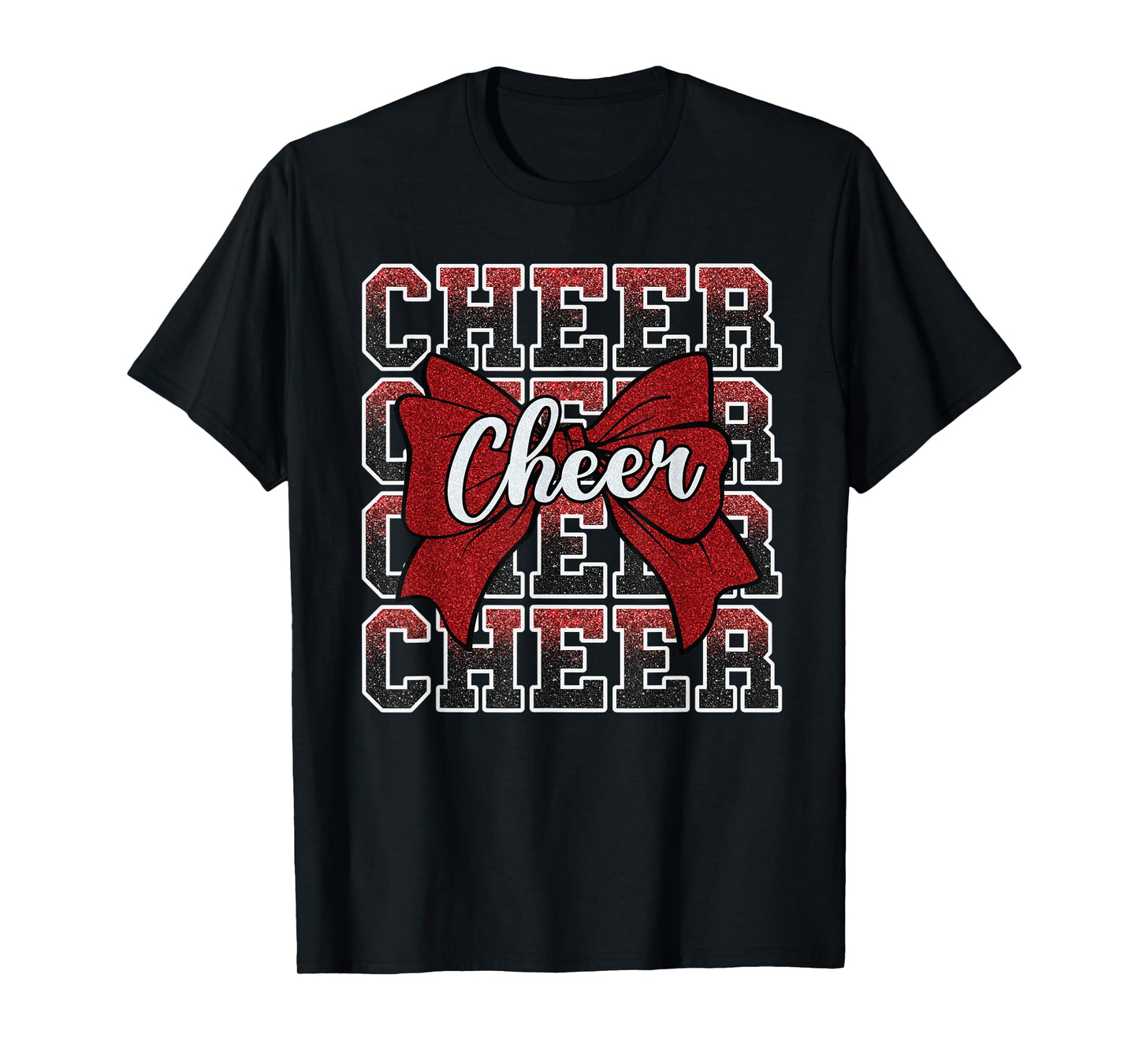 Coquette Cheer Bow Funny Sport Cheerleader Cheerleading Red T-Shirt