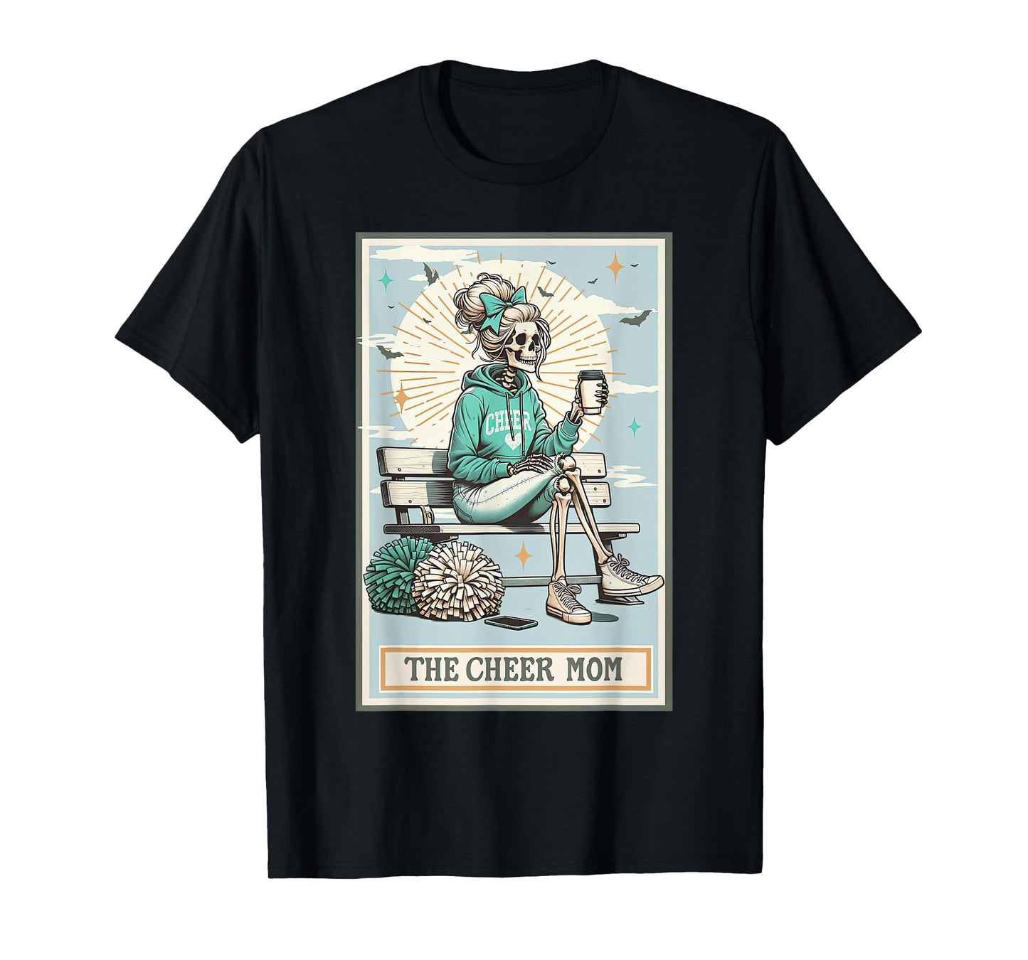 The Cheer Mom Skeleton Tarot Card Cheerleader Game Day T-Shirt